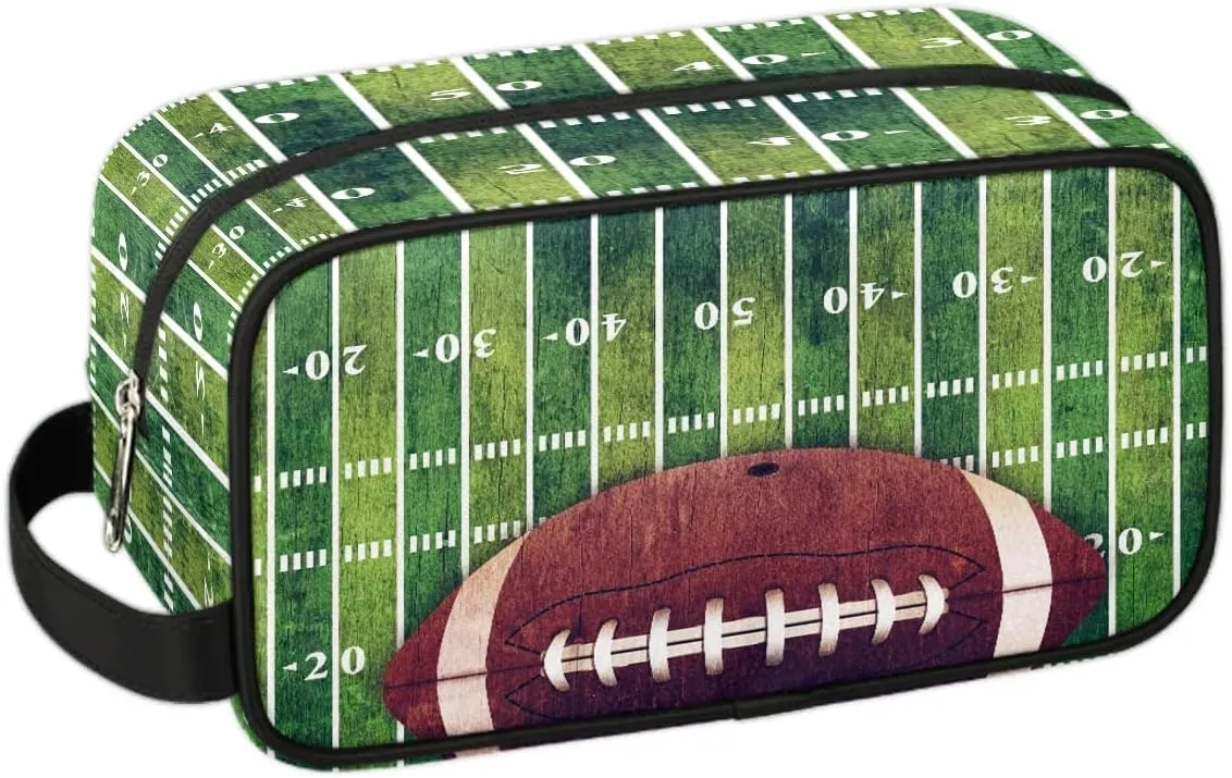 Kids Travel Toiletry Bag for Boys, Waterproof Hanging Dopp Kit Football Sports Wash Bag with Large Capacity for Travel, Sports, Shower