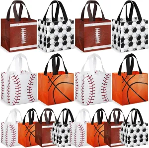 Kigeli 60 Pcs Sports Party Favor Bags Sports Gift Bags Ball Gift Wrap Bags Basketball Baseball Football Soccer Treat Bag with Handles Reusable Non Woven Bags for Ball Team Party Birthday