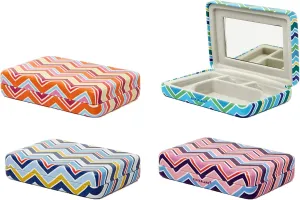 Kikkerland Portable Striped Travel Jewelry Storage Case with Mirror - OR108-A Random Style