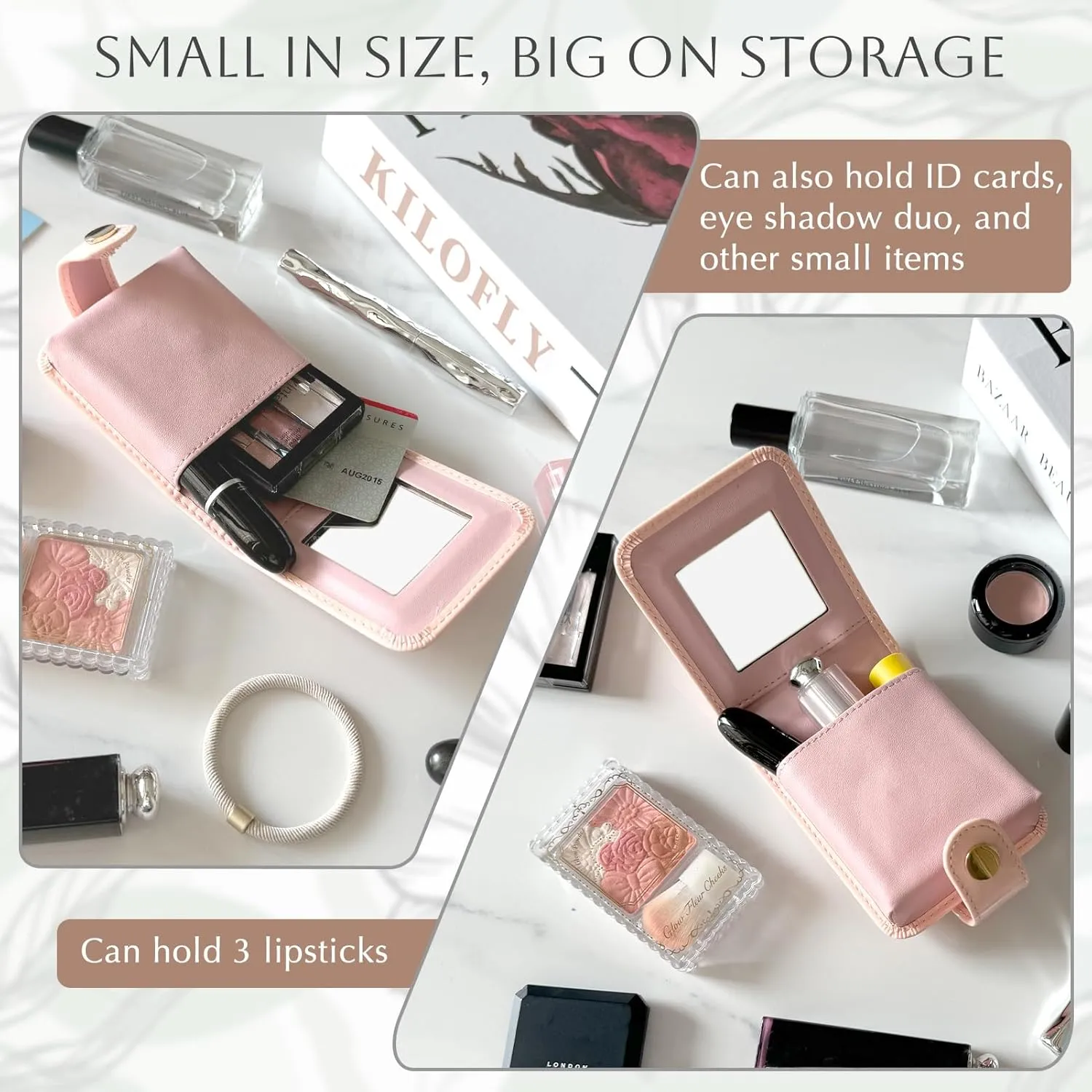 kilofly Genuine Leather Double Lipstick Case Cosmetic Makeup Holder   Gift Box
