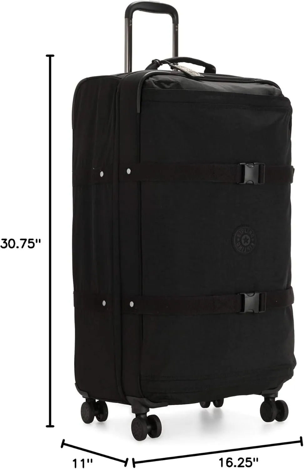 Kipling Spontaneous Softside Spinner Wheel Luggage, Integrated TSA Accepted Lock, Black Noir, Checked-Large,KI4193
