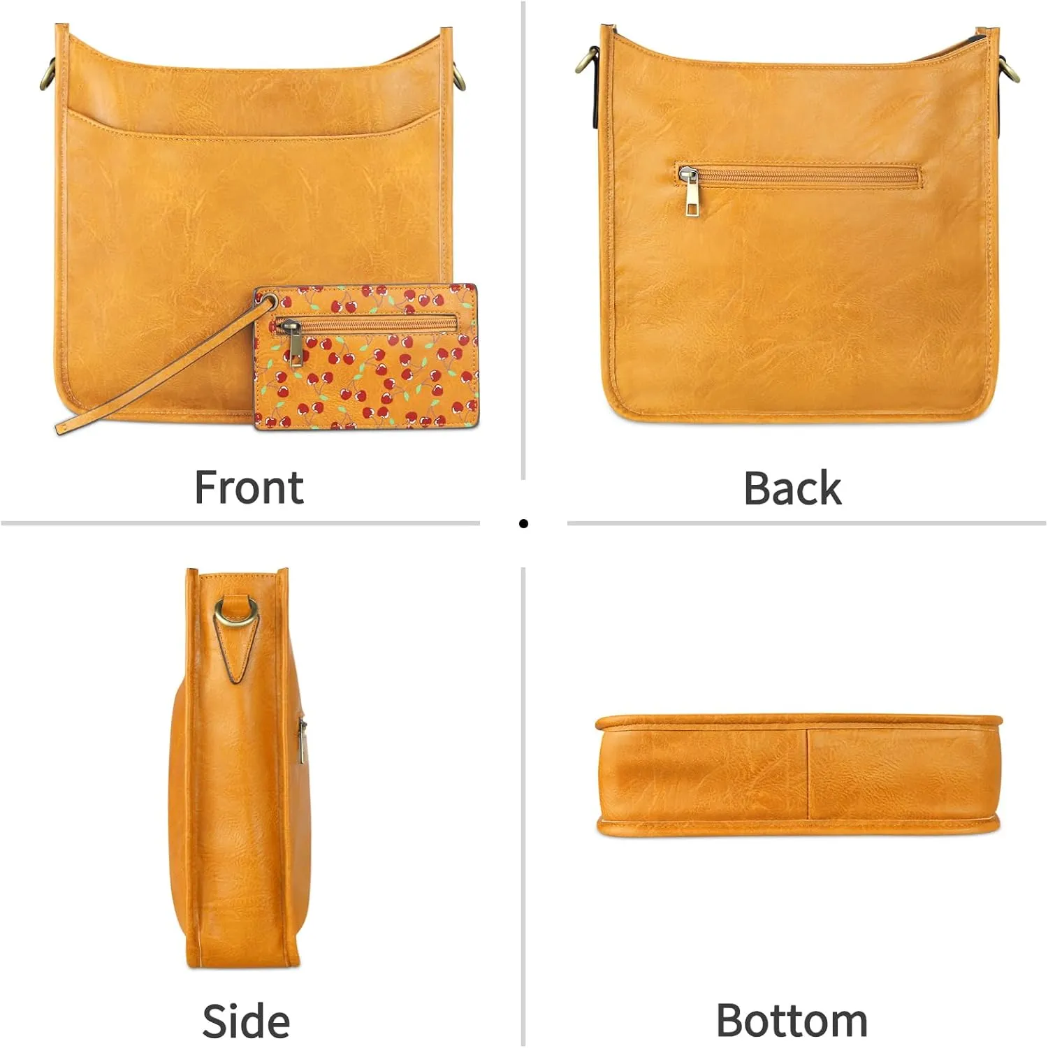 KITATU 2Pcs Crossbody Bags for Women Hobo Handbags Shoulder Designer Purse Vegan Leather Bag With 2 Straps