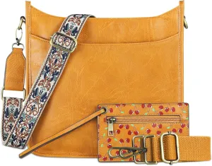 KITATU 2Pcs Crossbody Bags for Women Hobo Handbags Shoulder Designer Purse Vegan Leather Bag With 2 Straps