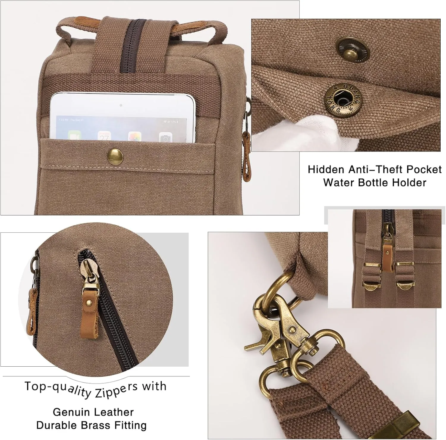 KL928 Canvas Sling Bag crossbody Bags Small Backpack Pack Travel Purse convertible purses for Women Men