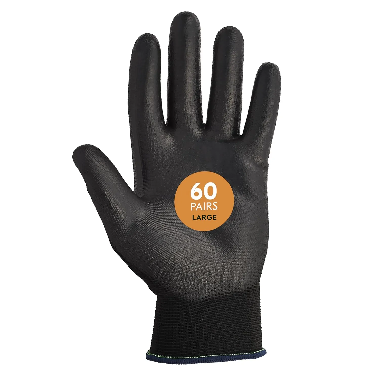 KLEENGUARD G40 Polyurethane Coated Gloves (13839), Size 9.0 (Large), High Dexterity, Black, 12 Pairs / Bag, 5 Bags / Case