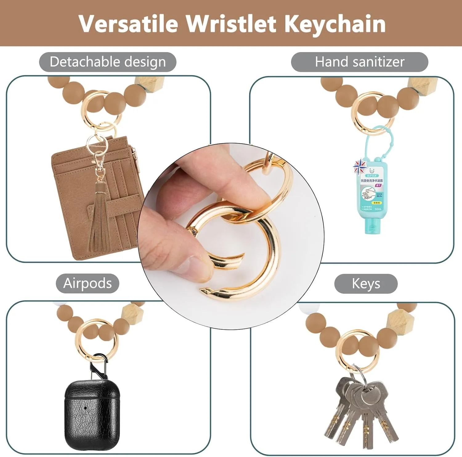 KNGITRYI Wallet Keychain Wristlet for Women,Slim RFID Credit Card Holder Purse Tassel Keychain Bangle Key Ring for Men Women
