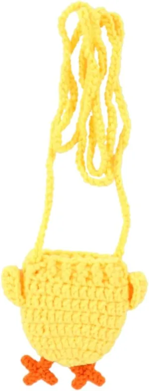 Knitted Chick Purse Lightweight Shoulder Bag Cozy Purse for Girls Yellow