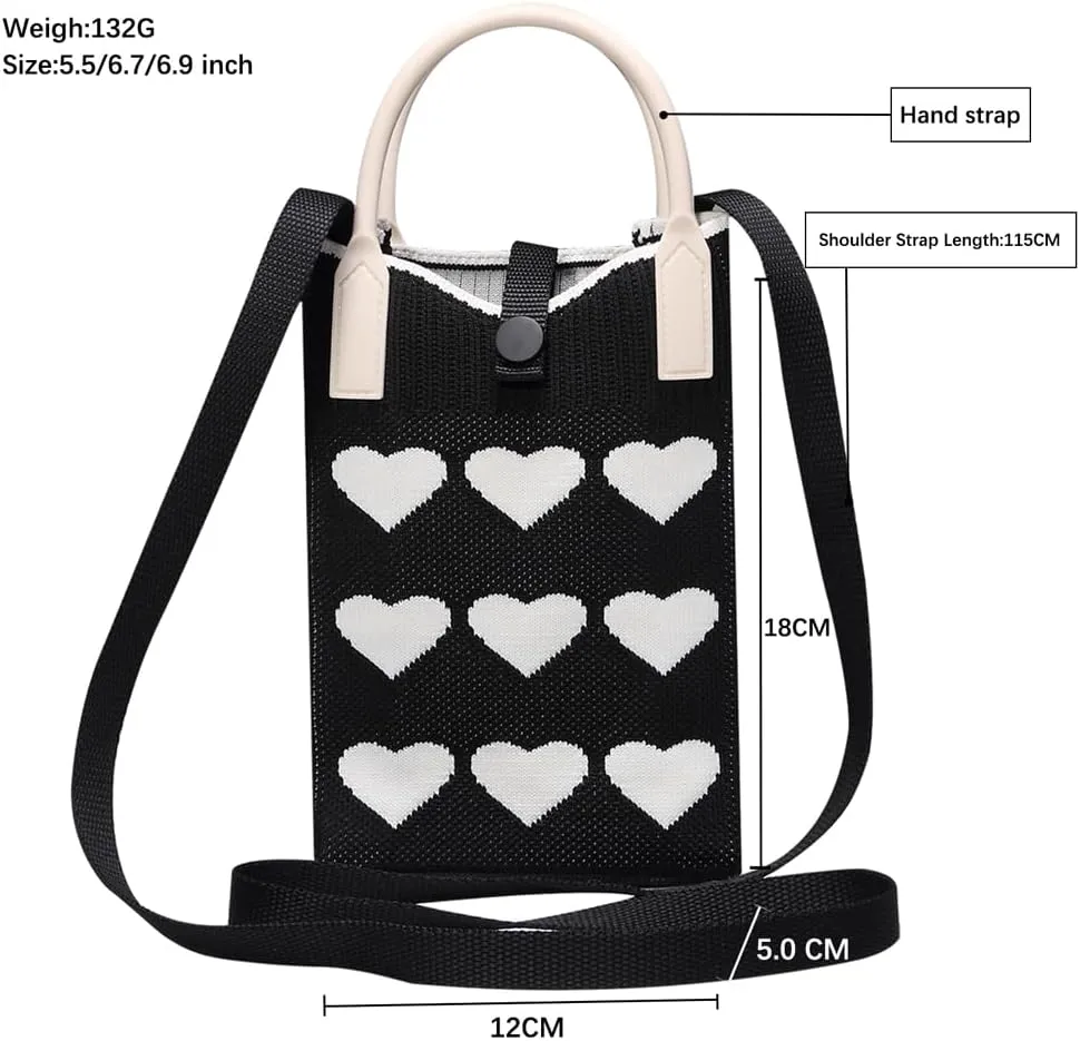 Knitted Lightweight Small Crossbody bags Cell Phone Purses Travel Pouch Shoulder Bag for Women