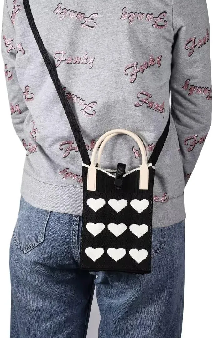 Knitted Lightweight Small Crossbody bags Cell Phone Purses Travel Pouch Shoulder Bag for Women