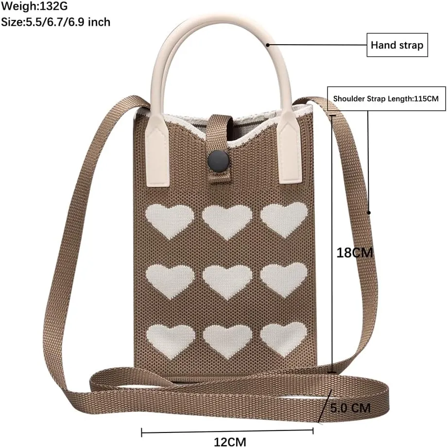 Knitted Lightweight Small Crossbody bags Cell Phone Purses Travel Pouch Shoulder Bag for Women