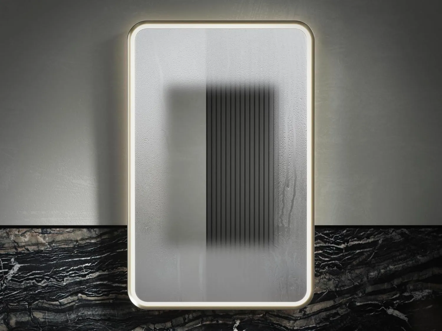 KOHLER Essential Ultrabright Lighted Mirror, 22" x 34", Rectangular Design, Bright LED Lighting, Modern Bathroom Mirror, Brushed Nickel, K-38023-DLM-BNL