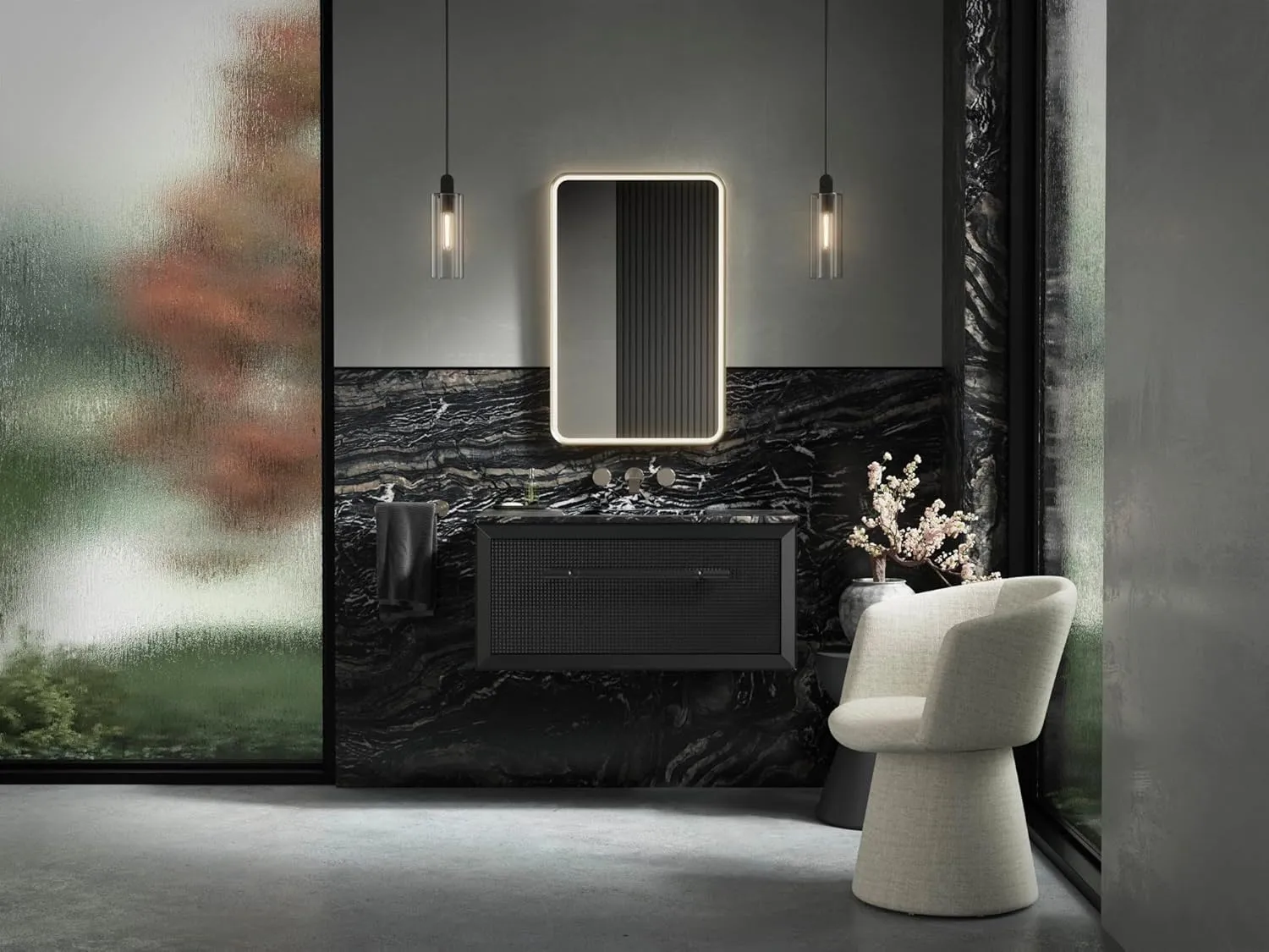 KOHLER Essential Ultrabright Lighted Mirror, 22" x 34", Rectangular Design, Bright LED Lighting, Modern Bathroom Mirror, Brushed Nickel, K-38023-DLM-BNL