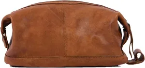 KomalC Premium Unisex Vintage Vanity Dopp Kit - Travel Toiletry Bag Shaving for Men and Women (Light Tan)