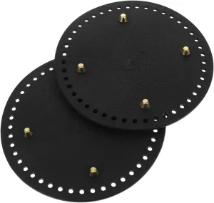 KONTONTY 2pcs Faux Leather Bag Bottom Base for Handmade Crochet Bags Shoulder Tote Backpack Durable with Holes and Fixed Nails Design for DIY Projects
