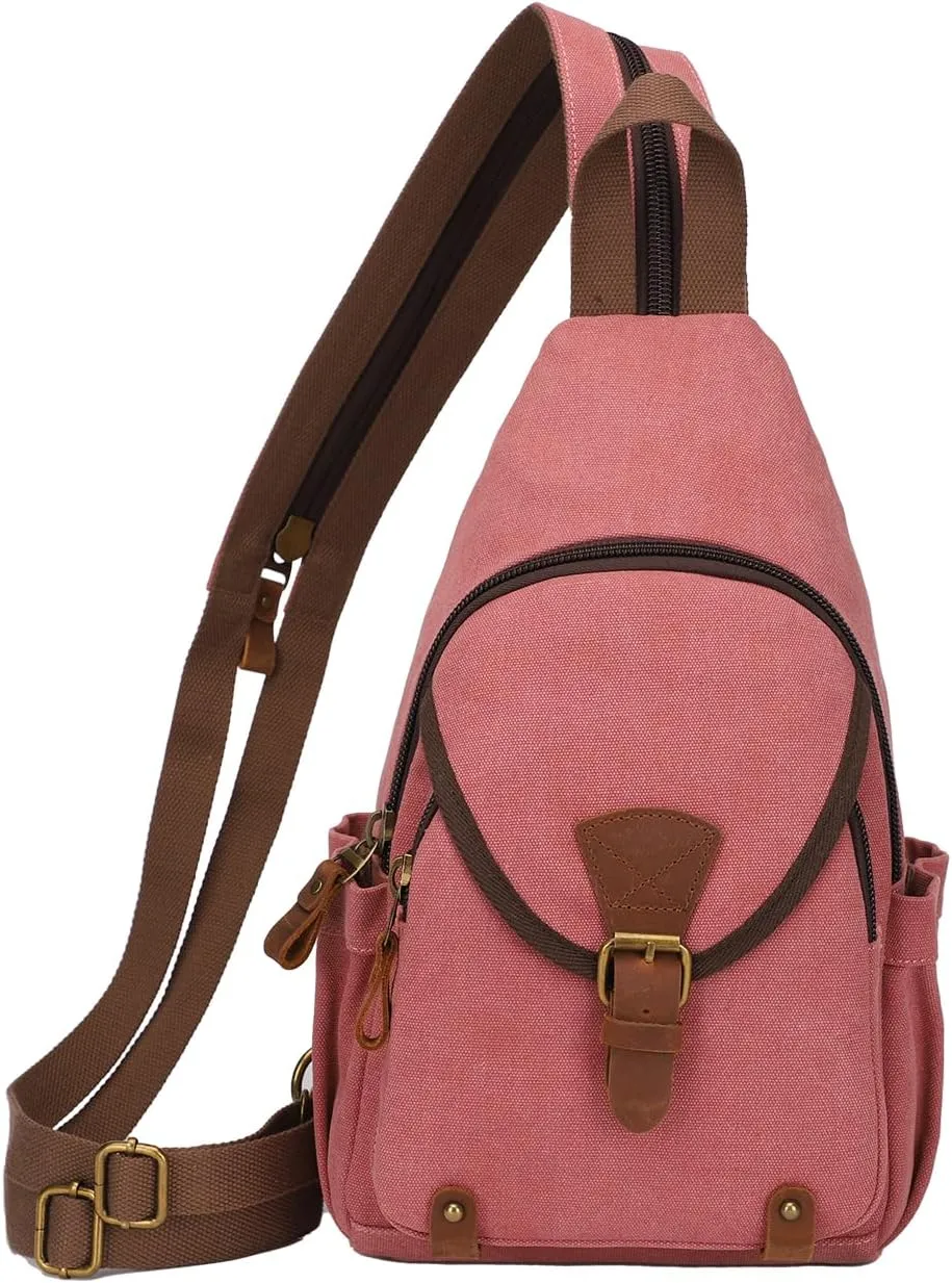 KouLi Buir Canvas Sling bag,Small Crossbody Backpack,Convertible Chest Bag Casual Daypack For Outdoor Cycling Hiking Travel