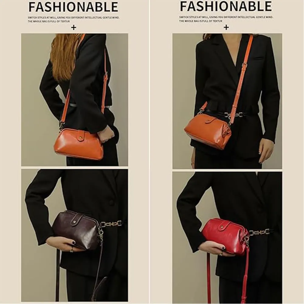 Langrents Retro Handbags Vintage Doctors Bag,Leather Retro Handmade Bag, Purse for Women,Women's Shoulder Bag
