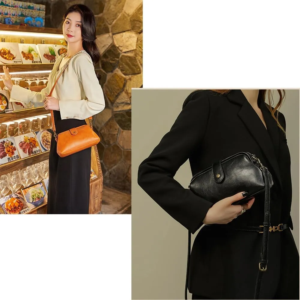 Langrents Retro Handbags Vintage Doctors Bag,Leather Retro Handmade Bag, Purse for Women,Women's Shoulder Bag