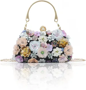 Lanpet Clutch Purses for Women Flower Evening Handbag Chain Strap Shoulder Bag for Formal Wedding Party