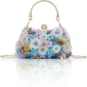 Lanpet Clutch Purses for Women Flower Evening Handbag Chain Strap Shoulder Bag for Formal Wedding Party