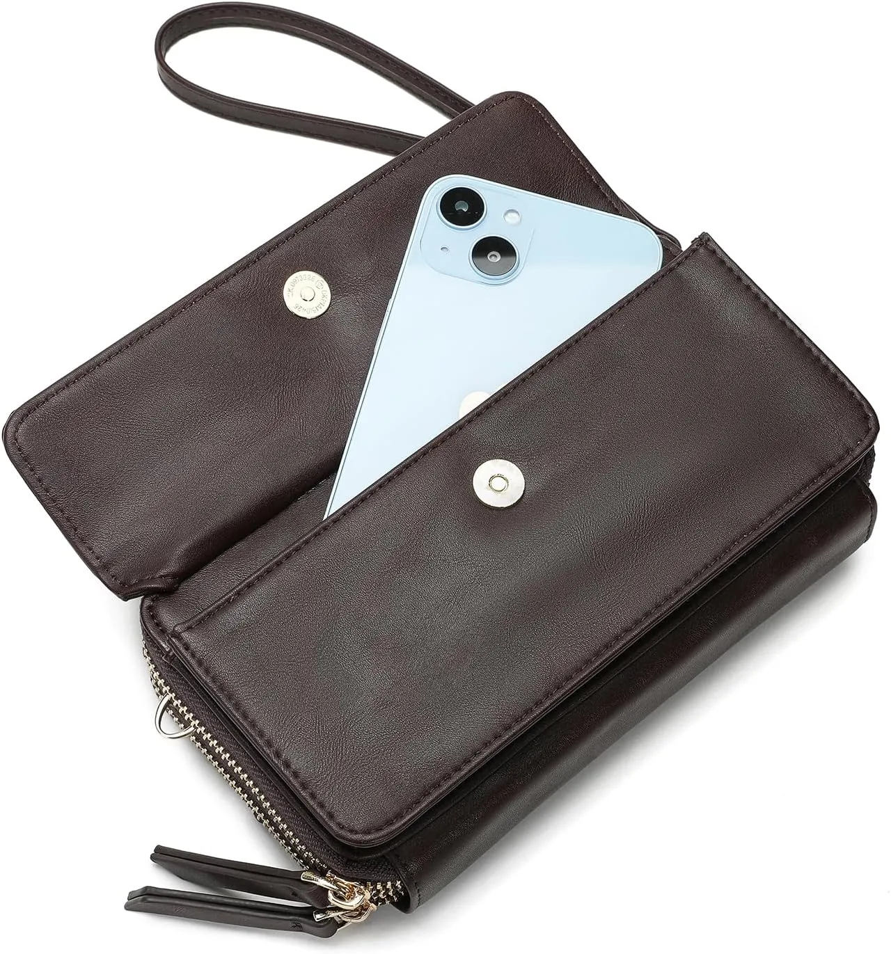 Lanyani RFID Crossbody Wallet Wristlet Purse with Phone Pocket For Women Vegan Leather