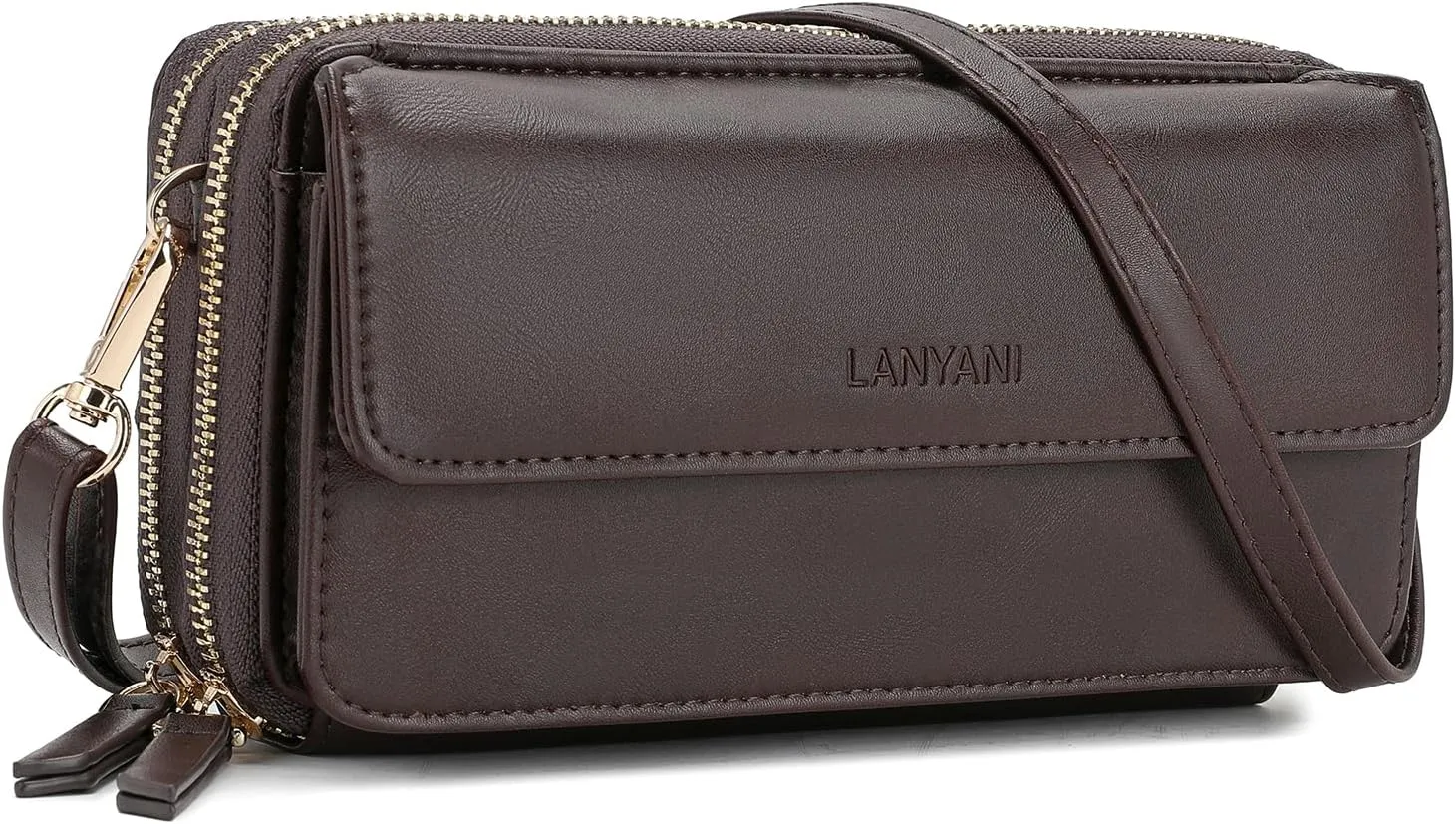 Lanyani RFID Crossbody Wallet Wristlet Purse with Phone Pocket For Women Vegan Leather