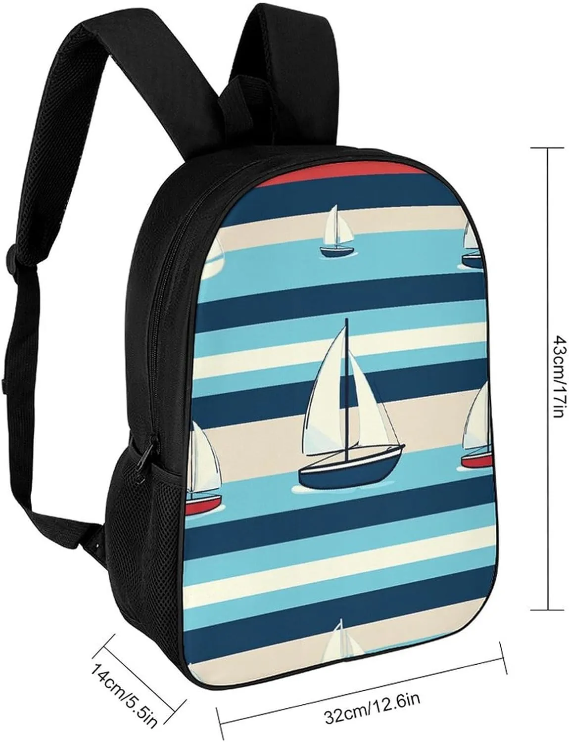 Laptop Backpack for Men 17 Inch Cute Nautical Stripes Work Casual Backpack Lightweight Travel Shoulder Bag