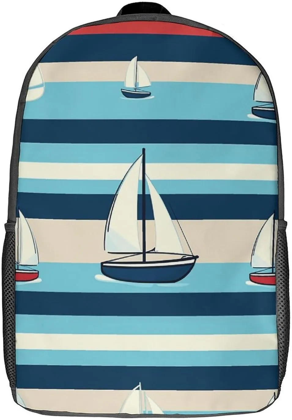 Laptop Backpack for Men 17 Inch Cute Nautical Stripes Work Casual Backpack Lightweight Travel Shoulder Bag