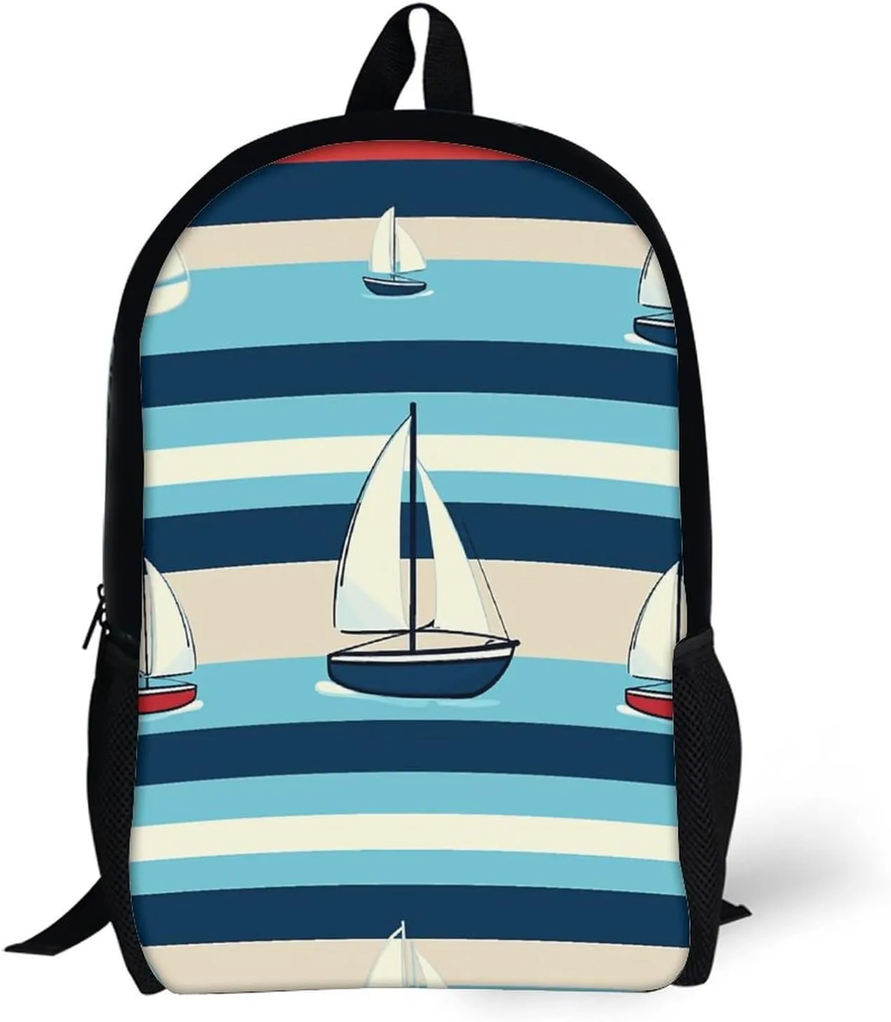 Laptop Backpack for Men 17 Inch Cute Nautical Stripes Work Casual Backpack Lightweight Travel Shoulder Bag