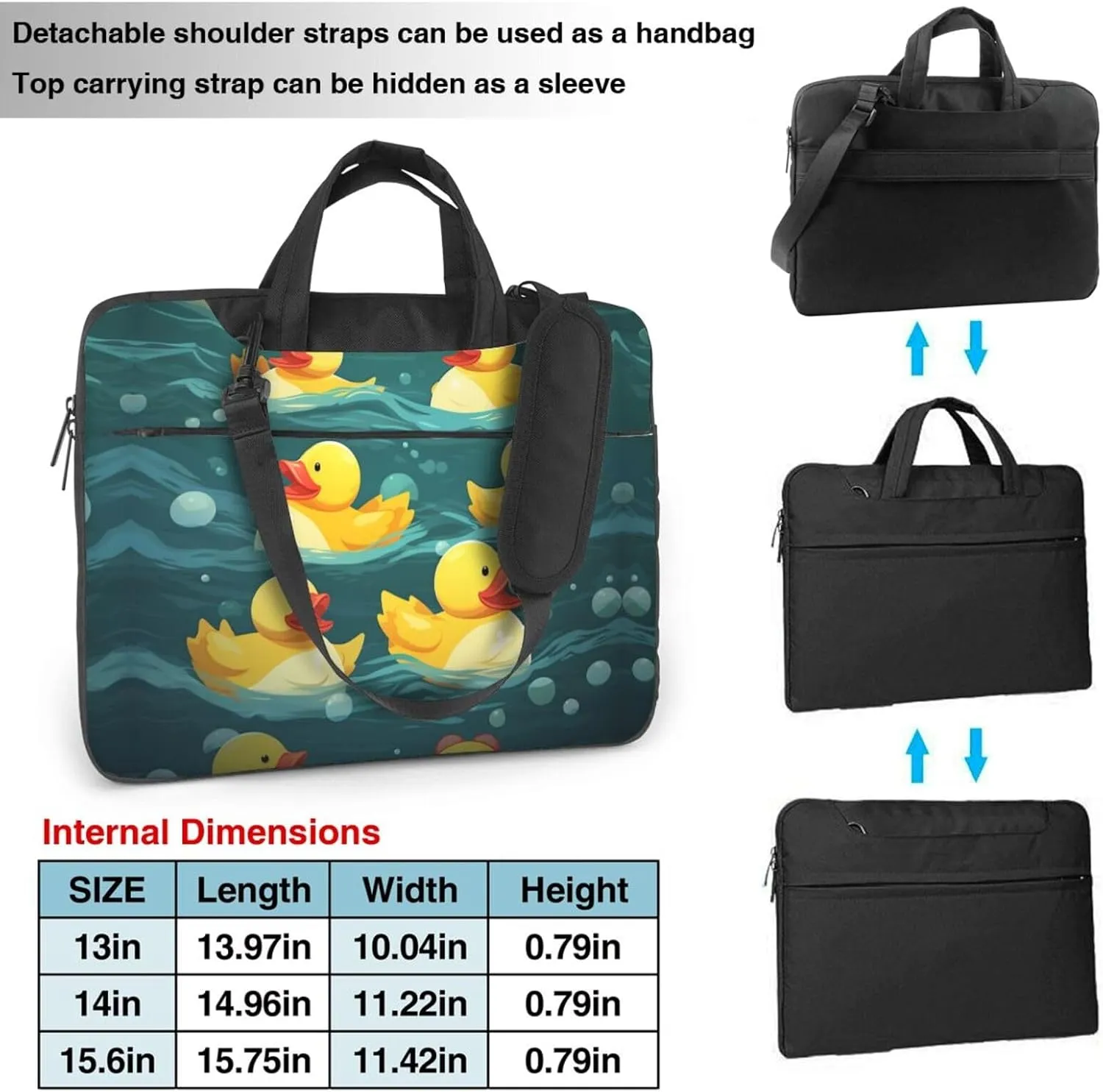 Laptop Bag, Rubber Ducks Printed Computer Bag With Shoulder Straps&Handle,Shoulder Messenger Bag For Laptop