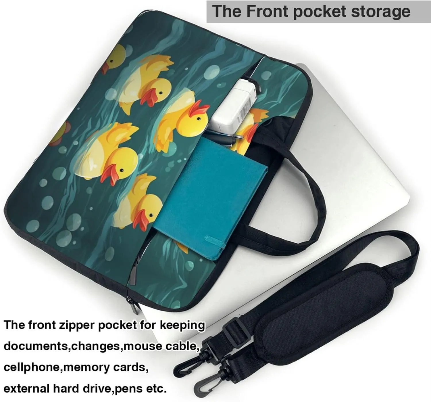 Laptop Bag, Rubber Ducks Printed Computer Bag With Shoulder Straps&Handle,Shoulder Messenger Bag For Laptop