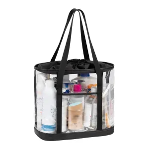 Large Clear Toiletry Bag, Travel Toiletry Bag for Women Men, Waterproof Clear Tote Bag, Transparent Makeup Bag Cosmetic Organizer Portable Bath Shower Bag for Bathroom, Gym, Beach, Swimming, Traveling
