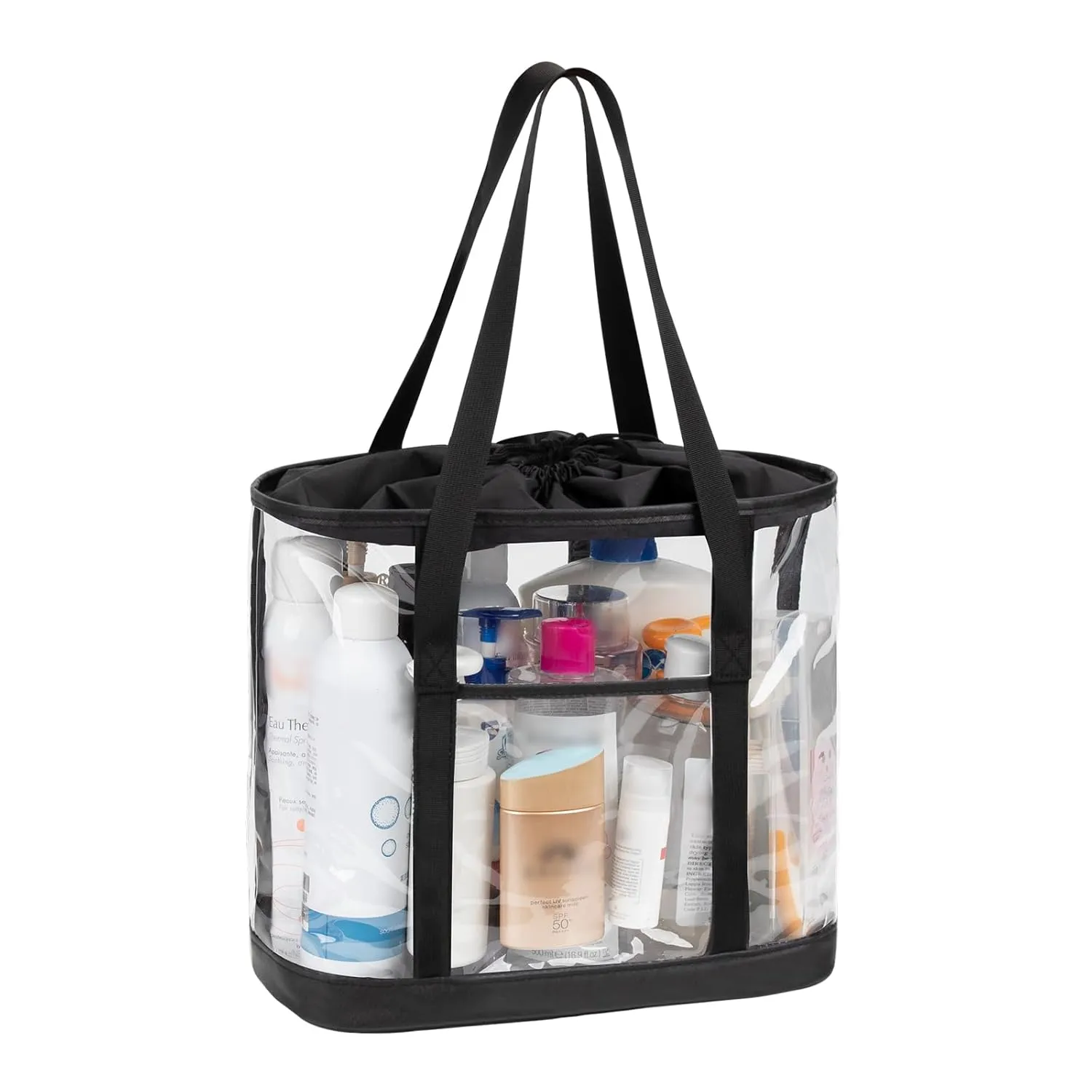 Large Clear Toiletry Bag, Travel Toiletry Bag for Women Men, Waterproof Clear Tote Bag, Transparent Makeup Bag Cosmetic Organizer Portable Bath Shower Bag for Bathroom, Gym, Beach, Swimming, Traveling