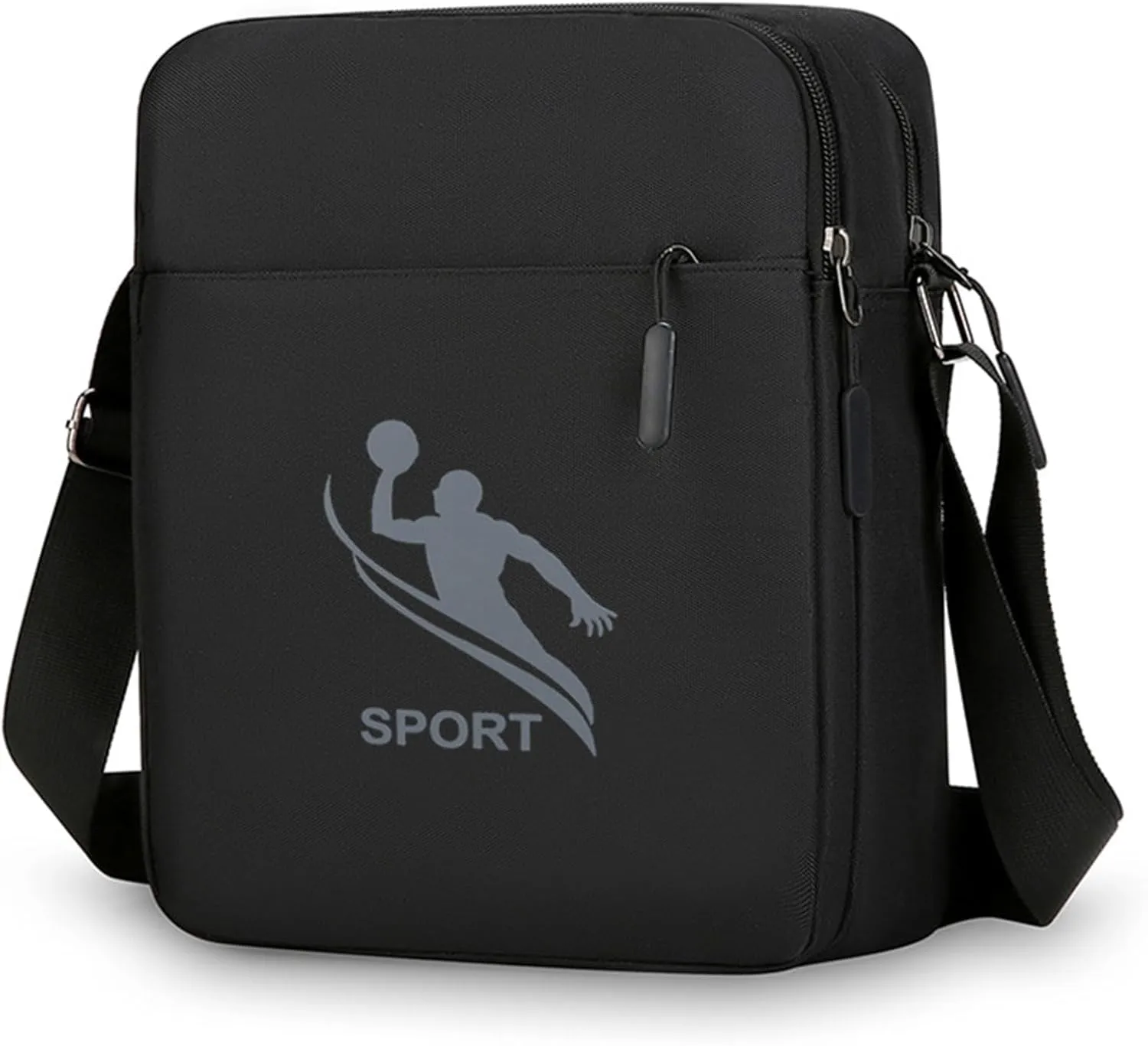 Large Crossbody Bag Black Big Messenger Bag for Men Women, Casual Side Shoulder Bag Neck Pouch, Travel Cell Phone Purse Wallet Handbag with Adjustable Strap for Business, Traveling, Hiking