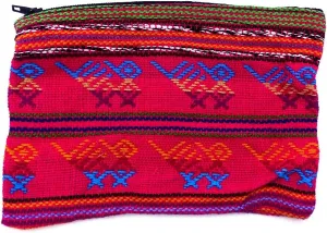 Large Multicolored Tribal Pattern Woven Lightweight Coin Purse Zipper Pouch - Womens Fashion Handmade Bags Boho Travel Accessories (Hot Pink)