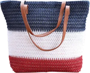 Large Straw Beach Bags for Women Colorful Woven Tote Bag Knitted Shoulder Handbags Crochet Hobo Beach Bag for Holiday