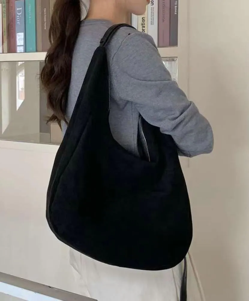 Large Suede Slouchy Tote Bag for Women Shoulder Bag Crescent Crossbody Bag Travel Purse with Adjustable Strap