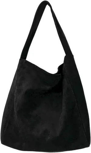 Large Suede Tote Bag For Women Slouchy Shoulder Bags Suede Purses Women’s Satchel Bag Work Handbag Crescent Bag Travel Winter