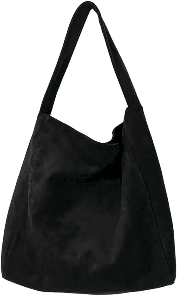 Large Suede Tote Bag For Women Slouchy Shoulder Bags Suede Purses Women’s Satchel Bag Work Handbag Crescent Bag Travel Winter