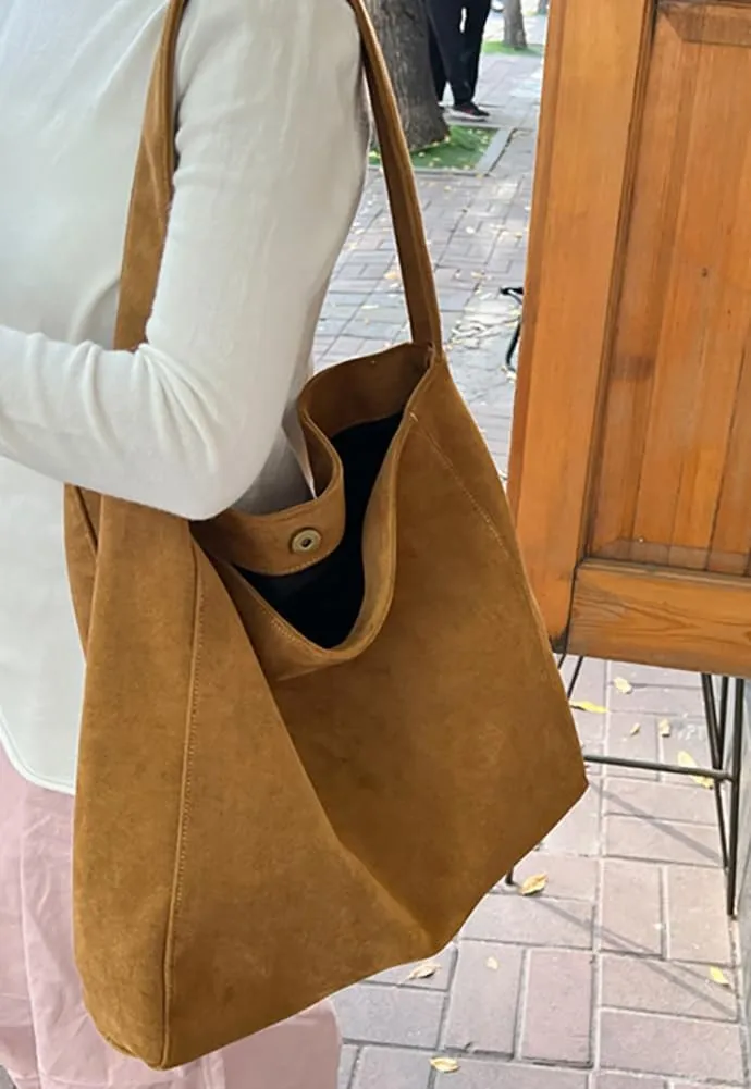 Large Suede Tote Bag For Women Slouchy Shoulder Bags Suede Purses Women’s Satchel Bag Work Handbag Crescent Bag Travel Winter