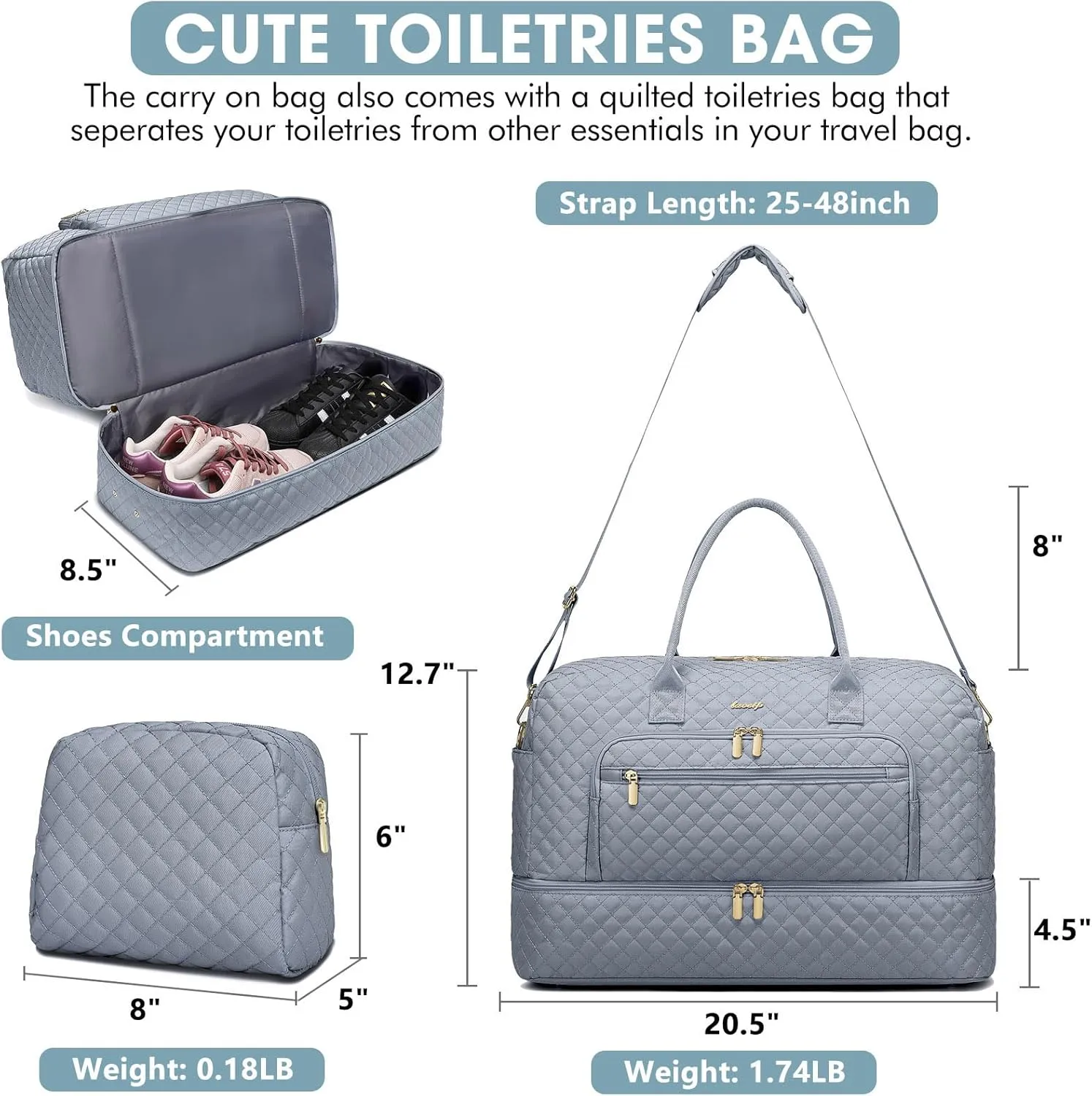 Large Women Travel Duffle Bag, Weekender Bags for Women with Shoe Compartment, Carry on Overnight Bag with Toiletry Bag, Gym Duffel Bag with Wet Pocket, Hospital Bags for Labor and Delivery