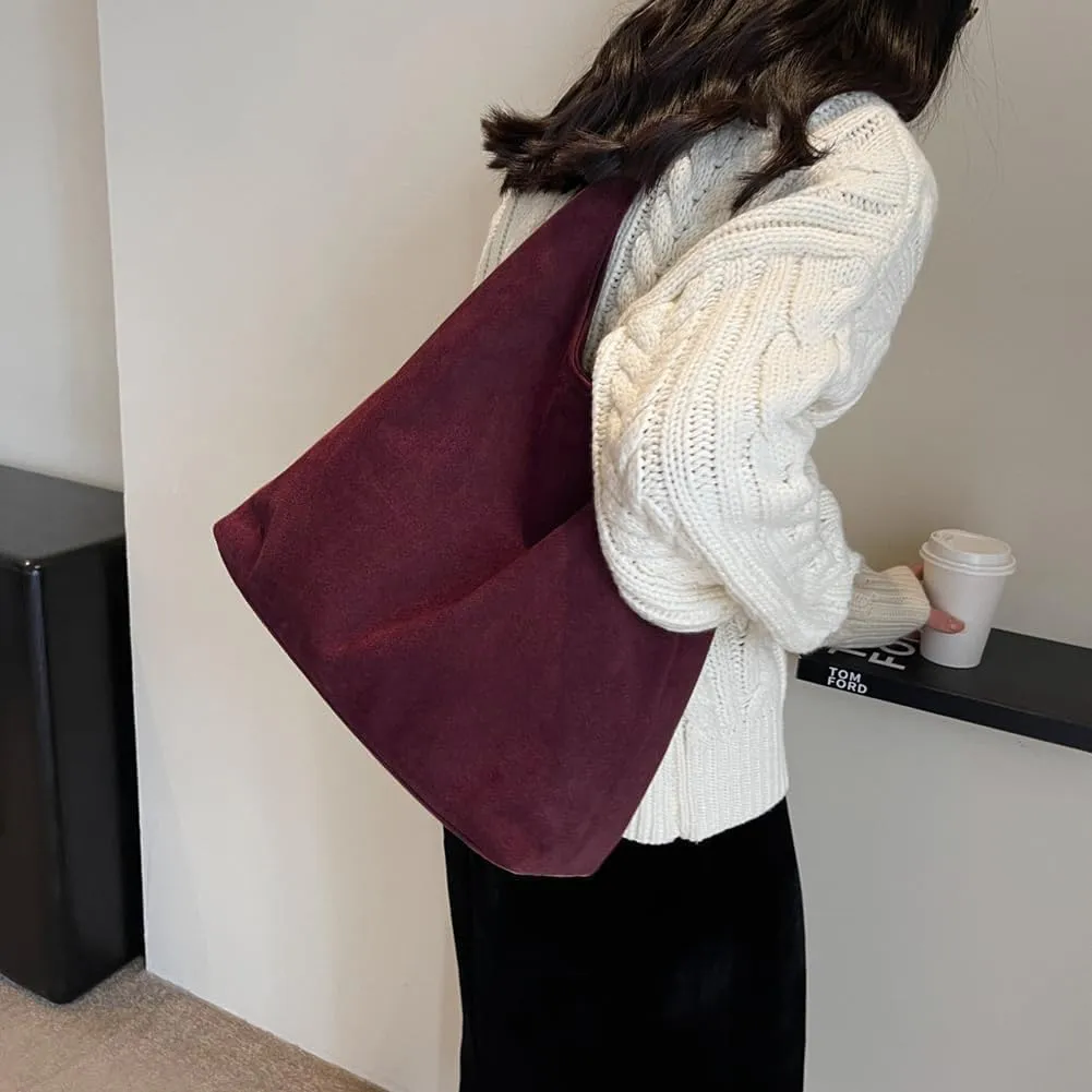 Large Work Tote Bags for Women, 2025 Boho Slouchy Suede Purses Handbags