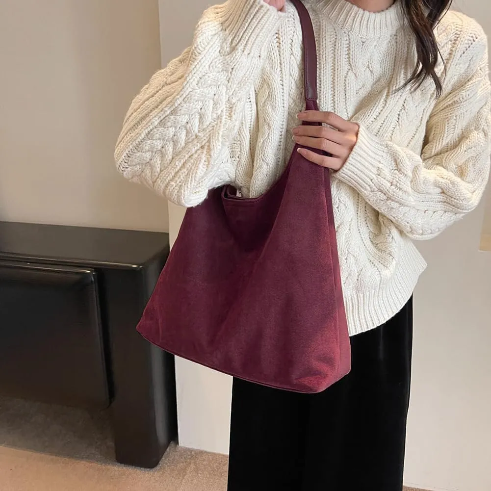 Large Work Tote Bags for Women, 2025 Boho Slouchy Suede Purses Handbags