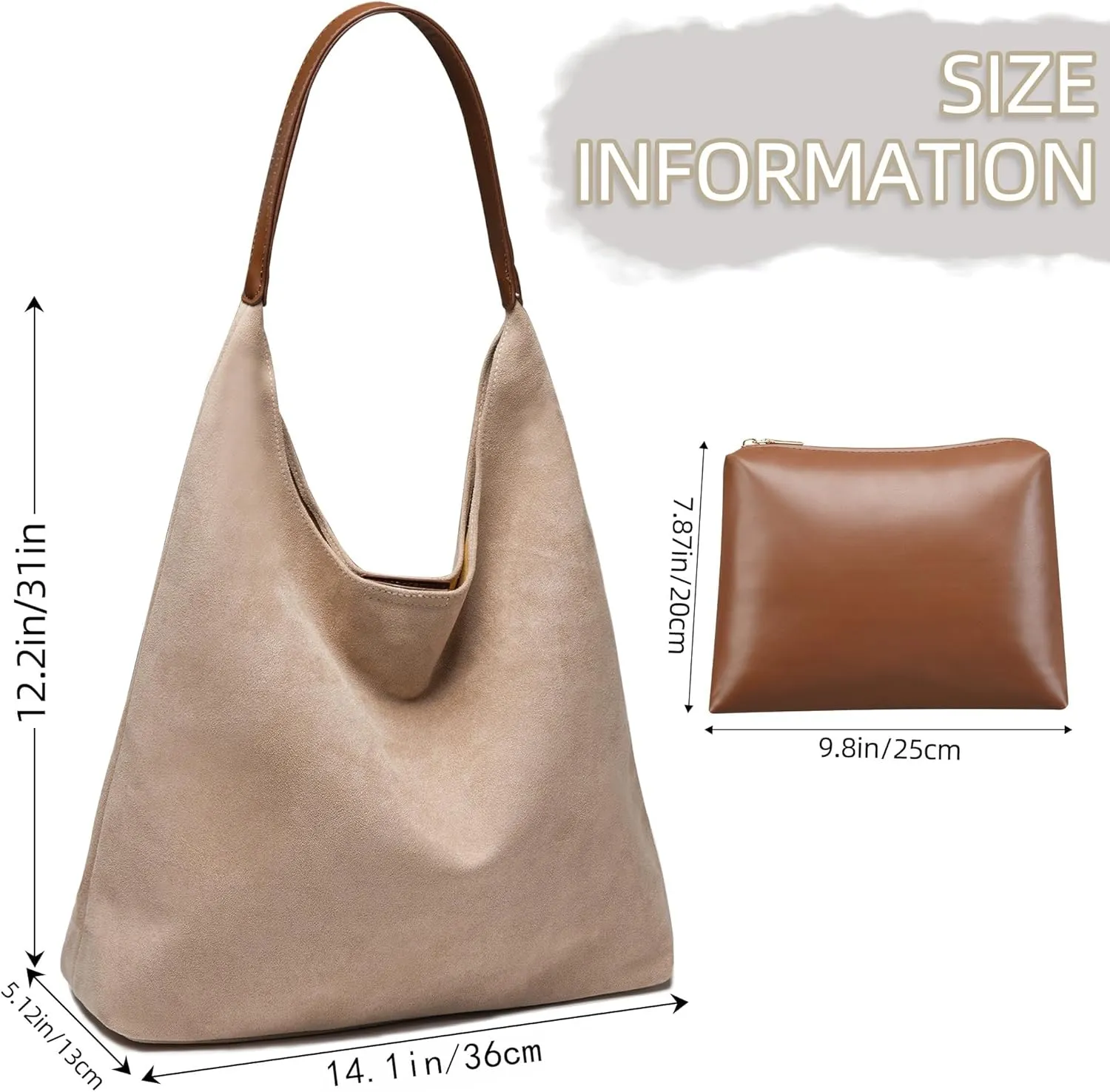 Large Work Tote Bags for Women, 2025 Boho Slouchy Suede Purses Handbags