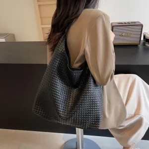 Large Woven Tote Bag for Women Top-handle Shoulder Bag Hobo Bags Soft Vegan Trendy Handbag Purse Lightweight Underarm