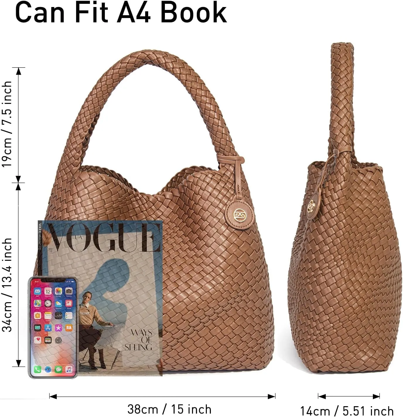 Large Woven Tote Bag for Women Woven Purse Leather Handbags Braided Purse Weave Purse with Top Handle