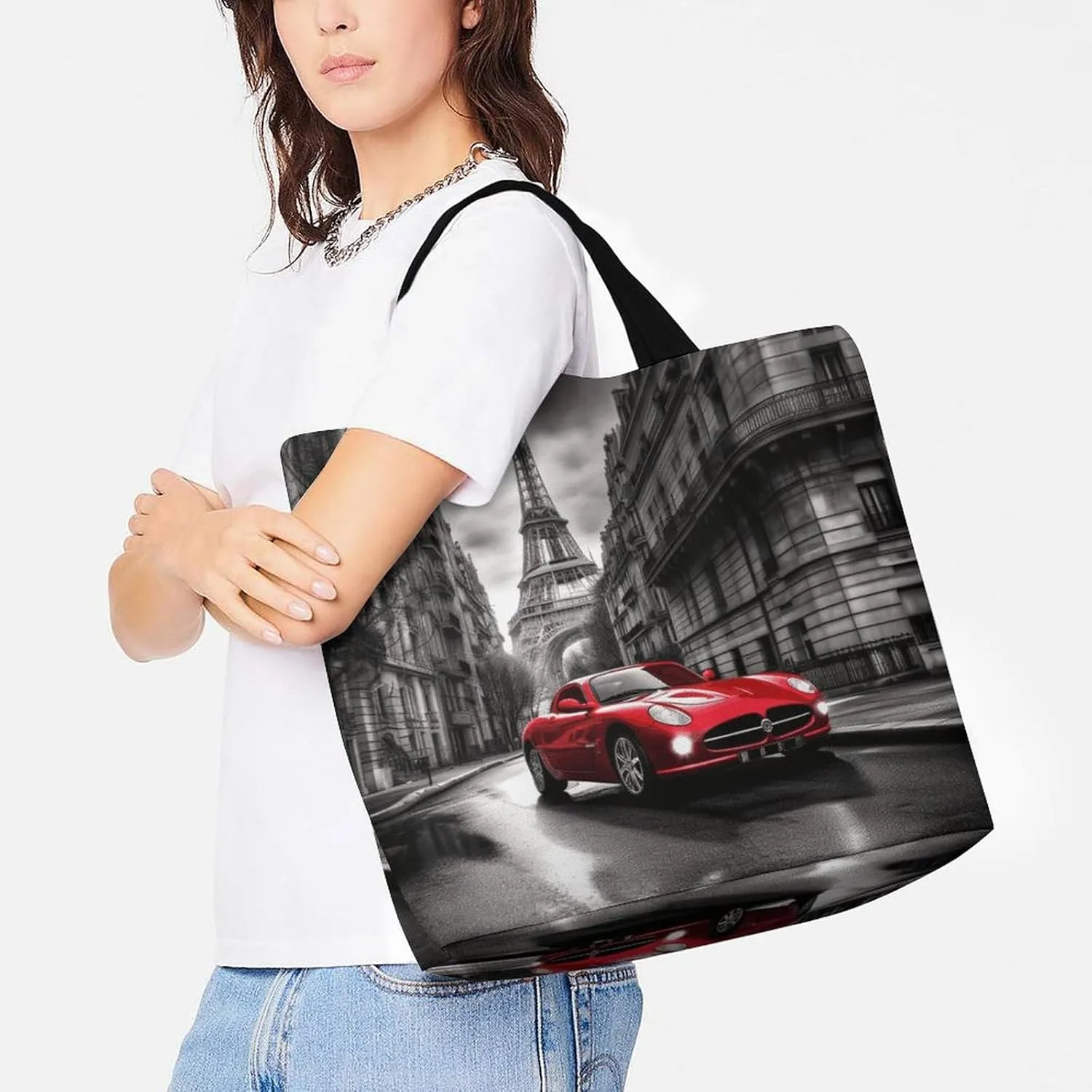 Las Vegas Night Tote Bags, Reusable Grocery Bags, Large Shopping Bag, Shoulder Bag for Women