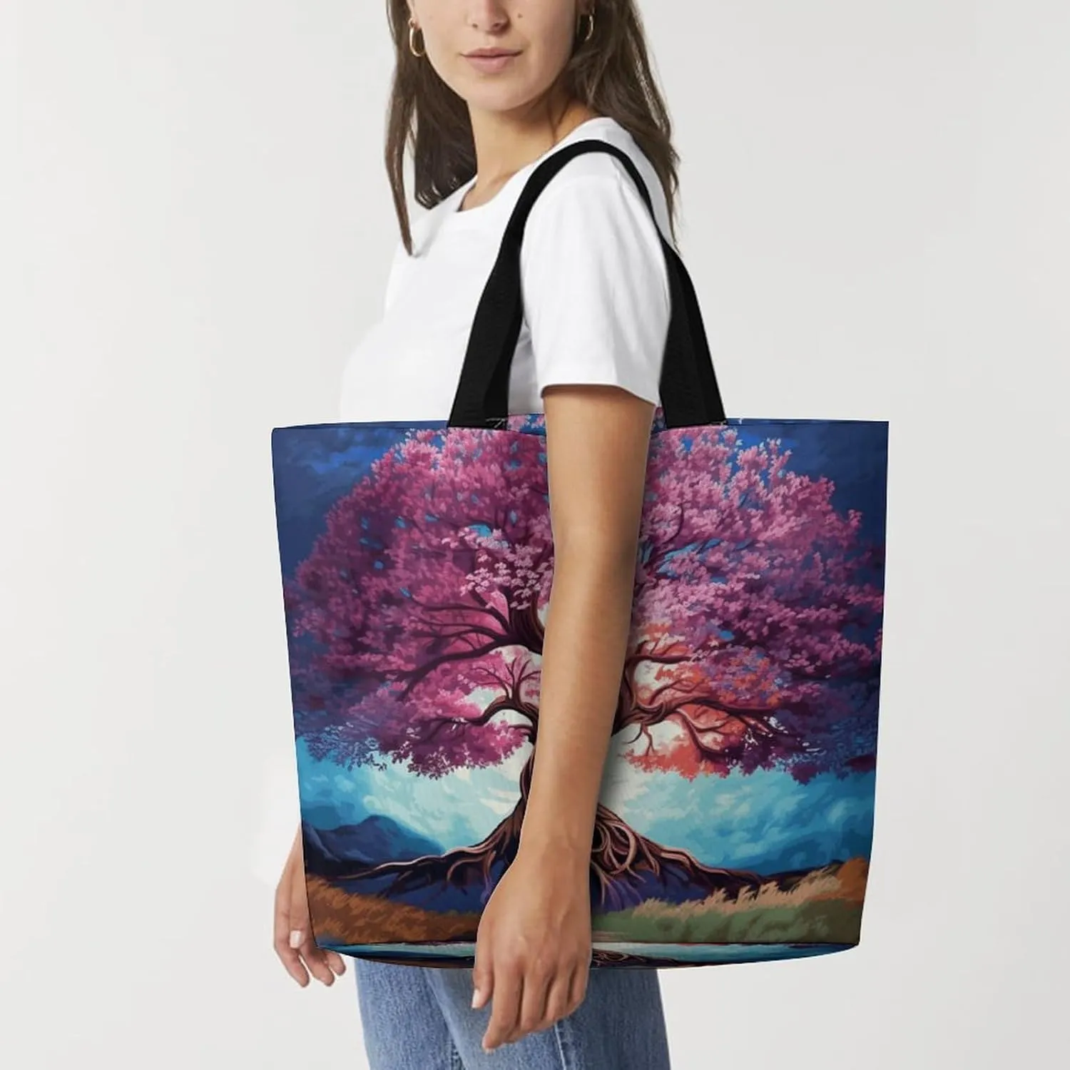 Las Vegas Night Tote Bags, Reusable Grocery Bags, Large Shopping Bag, Shoulder Bag for Women