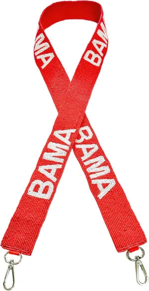 Lashicorn Beaded Purse Strap Alabama Crimson & White College Game Day Clear Handbag Replacement Strap Stadium Football University 49 x 1.75” Gold Hardware Clips