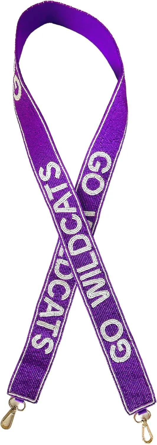 Lashicorn Beaded Purse Strap Kansas Purple White 49” State for Clear Stadium Bag Stars Game day
