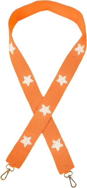 Lashicorn Beaded Purse Strap Tennessee Orange & White Stars College Burnt Texas Game Day Oklahoma State Clear Handbag Replacement Strap Stadium Football University 49 x 1.75” Gold Hardware Clips